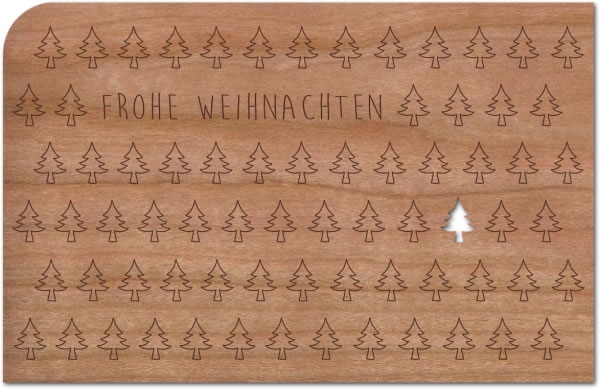 Holzpost® Grußkarte Tannenbäume Frohe Weihnachten