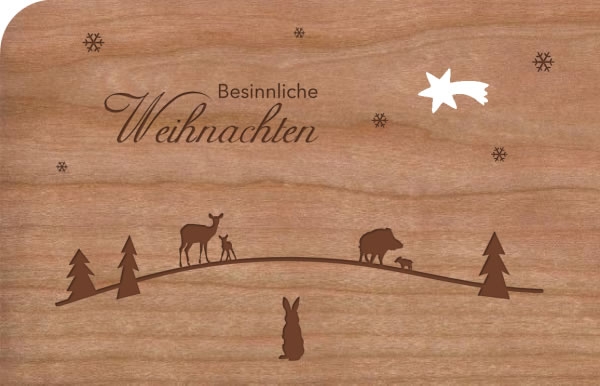 Holzpost® Grußkarte Tiere Besinnliche Weihnachten