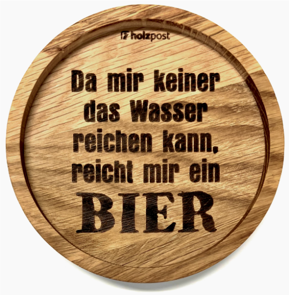 Holzpost® Untersetzer Bier reichen