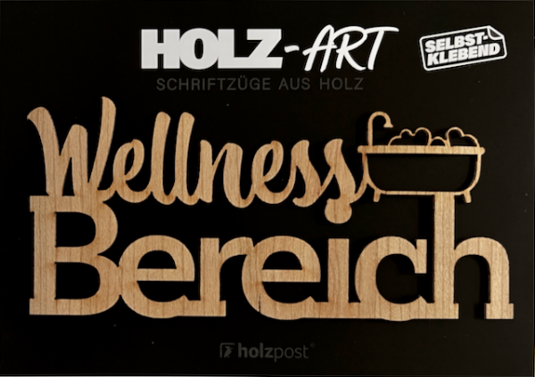 Holzpost® Holz-Art Schriftzug Wellness Bereich