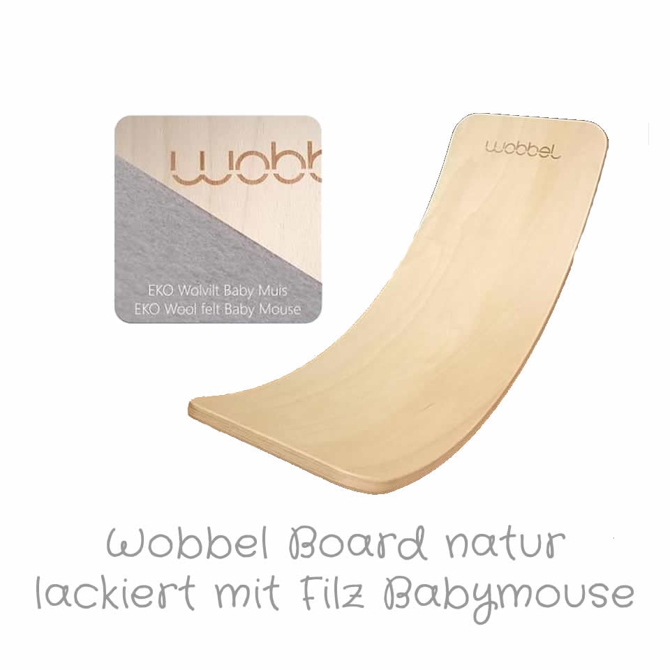 Wobbel Original natur lackiert mit Filz Baby Mouse