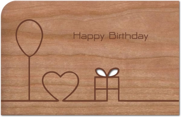 Holzpost® Grußkarte Happy Birthday Strich