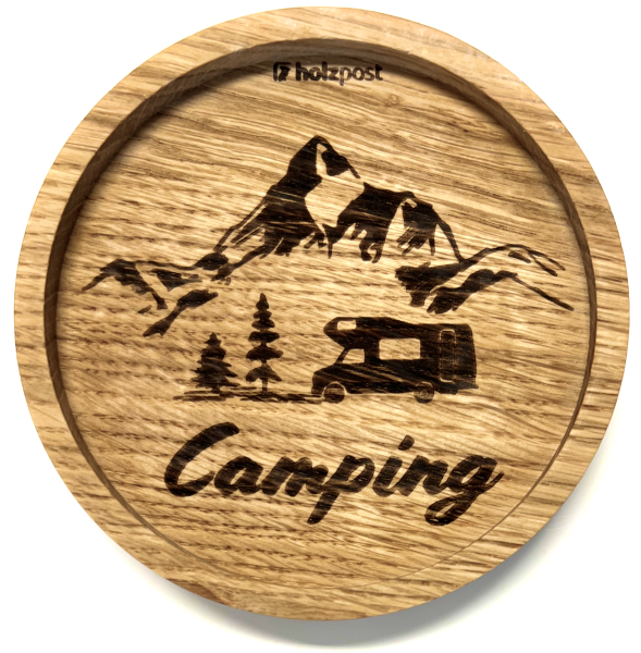 Holzpost® Untersetzer Camping