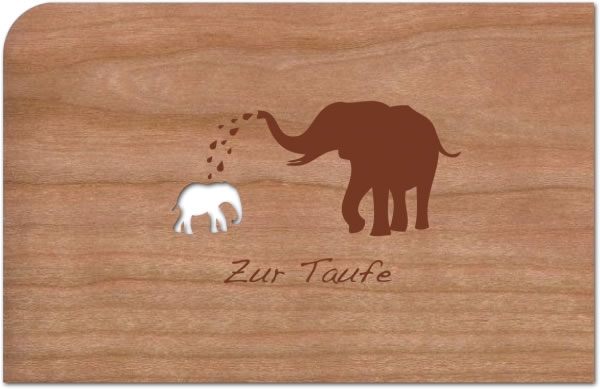 Holzpost® Grußkarte Zur Taufe Elefant