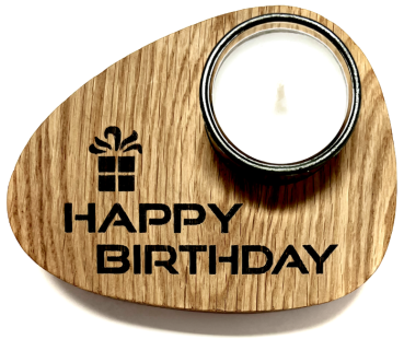 Holzpost® Teelicht Happy Birthday