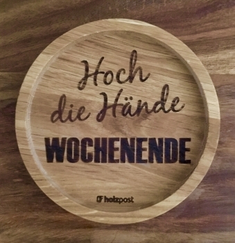 Holzpost® Untersetzer Wochenende