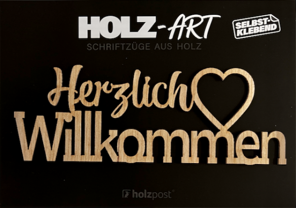 Holzpost® Holz-Art Schriftzug Herzlich Willkommen