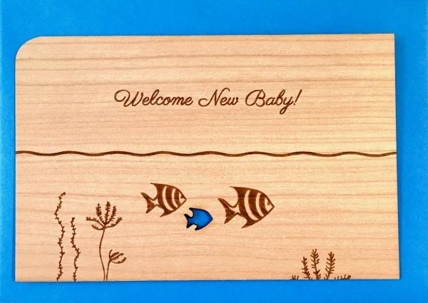 Holzpost® Grußkarte Fisch Baby (blau)